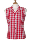 Women Sleeveless Blouse Palaka Top Red Red