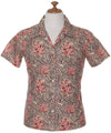 Women's Fitted Hawaiian Blouse HONU Khaki Mae Young Designs